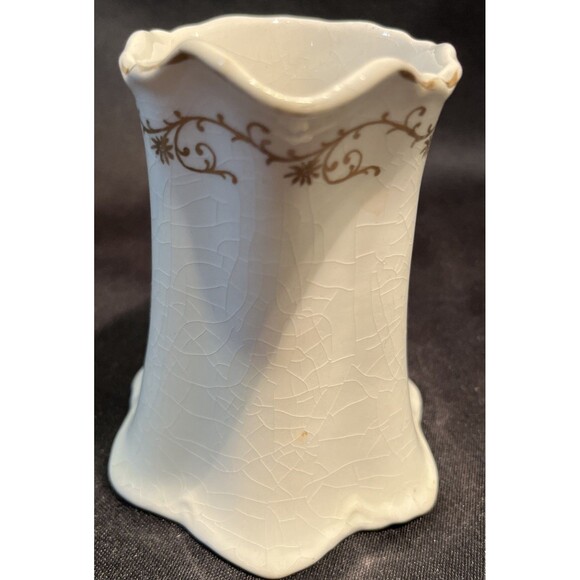 Antique KT & K S-Y China White with Gold Floral 4” Tall Creamer Pitcher Decor - Picture 6 of 11